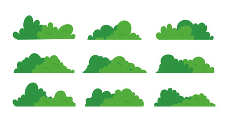 natural green grass bushes decorate environmental ecology cartoon scene