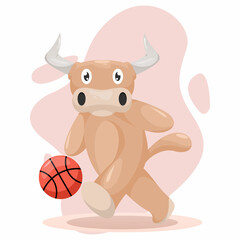 cute cow illustration logo design 