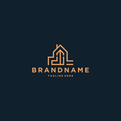 Abstract initial letter T house shape logo design template