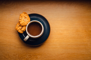 Hot coffee from a moka pot in a coffee cup