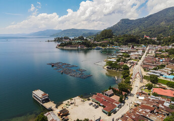 Beautiful view of Toba Lake, a popular tourist destination in North Sumatra, Indonesia. Lake Toba...