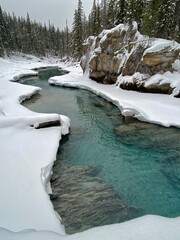 mountain river in winter