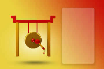 Chinese New Year with 3D logo icon for Background  Card Greeting Banner Template or logo icon for Web and App Gong Xi Fa Cai