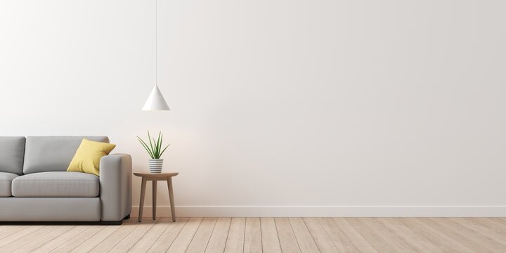 Cozy living area scene. Interior of living minimal style with empty space for products presentation or text for advertising.