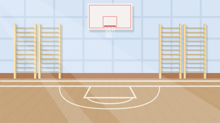 School gym vector interior flat sport court