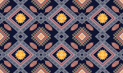 Abstract ethnic geometric flower pattern design pattern for background,fabric,wrapping,clothing,carpet,wallpaper,clothing,wrapping,batik,fabric