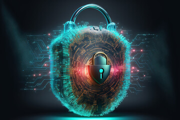 Concept of cyber security, information security and encryption, secure Internet access, cybersecurity, secure access to user's personal information, data protection on internet technology networking