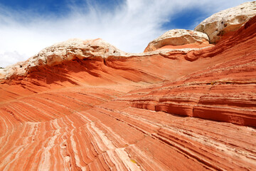 Mindblowing shapes and colors of moonlike sandstone formations in White Pocket, Arizona, USA.