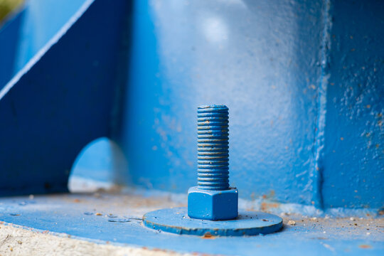 Bolts for fixing steel plates painted in blue