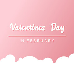 light pink valentines day background with white clouds