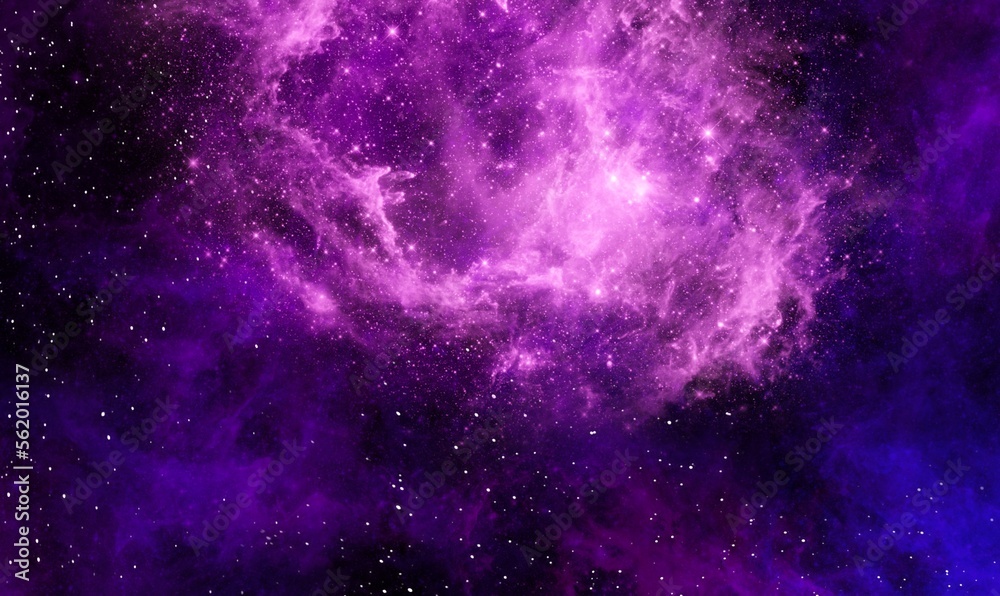 Wall mural space background with realistic nebula and shining stars. abstract blue and purple background with n