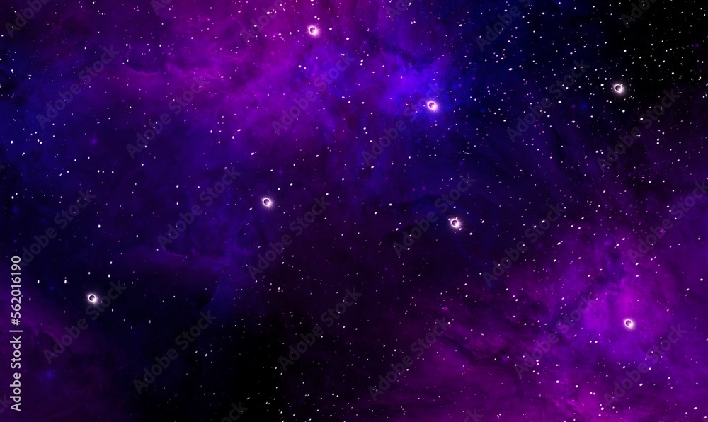 Wall mural space background with realistic nebula and shining stars. abstract blue and purple background with n