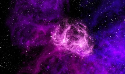 Space background with realistic nebula and shining stars. Abstract blue and purple background with nebulae and stars in space. Nebula night starry sky in rainbow colors. Multicolor outer space.
