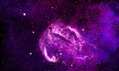 Space background with realistic nebula and shining stars. Abstract blue and purple background with nebulae and stars in space. Nebula night starry sky in rainbow colors. Multicolor outer space.
