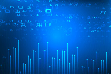 binary coding on digital lines protection futuristic technology abstract background.