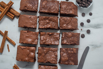 brownie cake. Dark chocolate brownie on a table