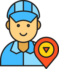 Obraz premium Delivery Man and Pin Icon 