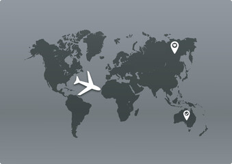 world map with airplane route vector illustration airplane on route airplane route map world map to destination