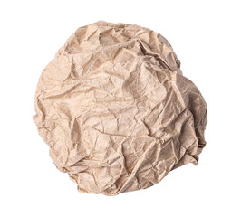 Crumpled brown paper, transparent background