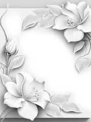 Abstract white paper with floral pattern decorated background. 3D illustration.