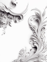 Fototapeta premium Abstract white paper with floral pattern decorated background. 3D illustration.