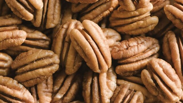 Close up delicious harvest of fresh pecan nuts.
