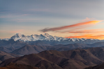 Makalu Peak and Kanchenjunga of Himalaya mountains in Shigatse city Tibet Autonomous Region, China.

