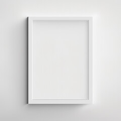 White picture frame mockup template. Realistic square empty picture frame on wall. 3D illustration.