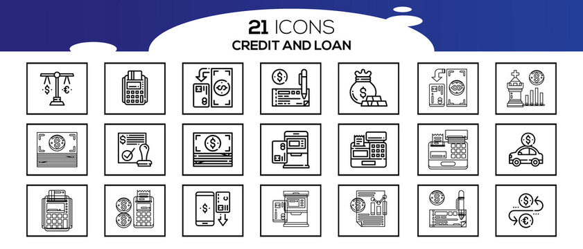 CREDITE AND LOAN ICON SET DESIGN