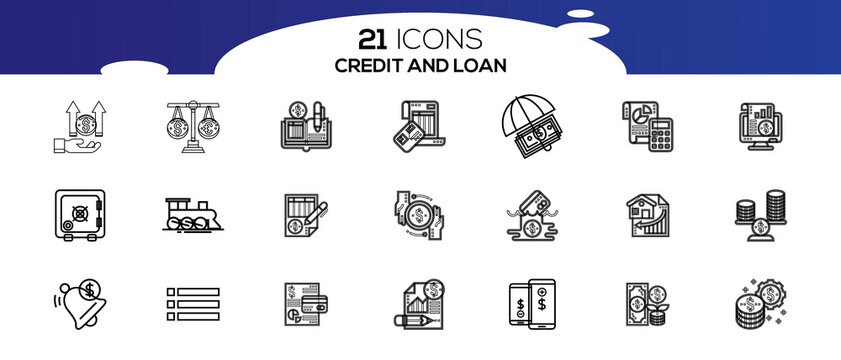 CREDITE AND LOAN ICON SET DESIGN