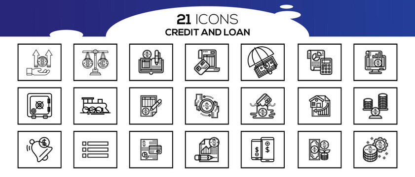 CREDITE AND LOAN ICON SET DESIGN