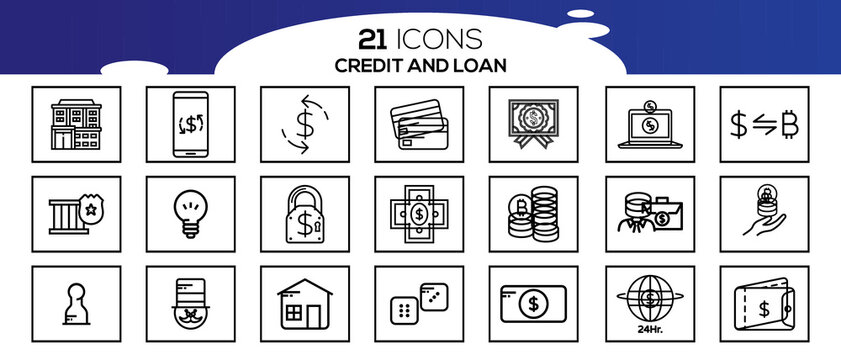 CREDITE AND LOAN ICON SET DESIGN