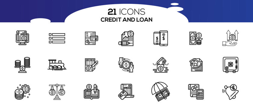 CREDITE AND LOAN ICON SET DESIGN