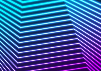 Blue purple neon curved lines abstract futuristic geometric background. Vector design