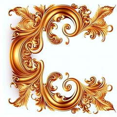 Golden baroque ornament on white background. Antique style gold flowers, leaves. Decorative elegant luxury design.golden elements in baroque, rococo style.seamless vintage pattern. generative ai