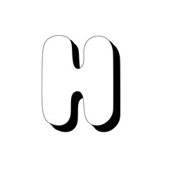 Hand drawn doodle uppercase letter H. Capital letters modern design. Handwritten English single abc letter symbol. Handdrawn font style of English alphabet. Single character H