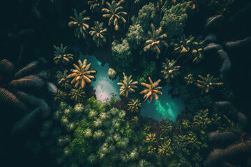 Fototapeta na wymiar Incredible jungle in the drone image. Generative AI