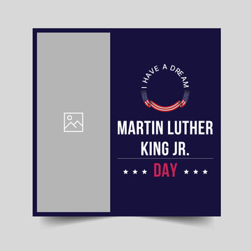 King Day Martin Luther King Jr. celebrates with cards depicting the American flag. MLK Day collection Vector illustration of a national holiday in the United States.