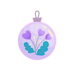 Valentine glass ball isolated. Valentine flower in ball. Cartoon vector illustration