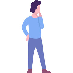 Pensive student vector doubt person flat icon