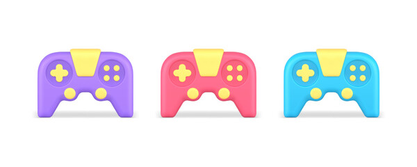 Gamepad with buttons for online virtual game playing 3d icon set realistic vector illustration © provectors