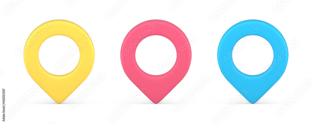 Poster map pin pointer destination direction global navigation marker world location 3d icon set vector