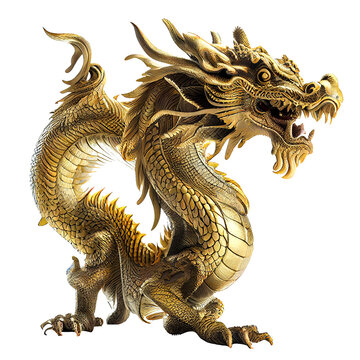 
Chinese dragon made of gold represents prosperity and good fortune. Chinese New Year concept with clipping path