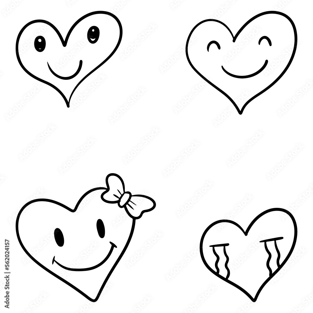 Wall mural doodle sketch style of hearts icon vector illustration for concept design.