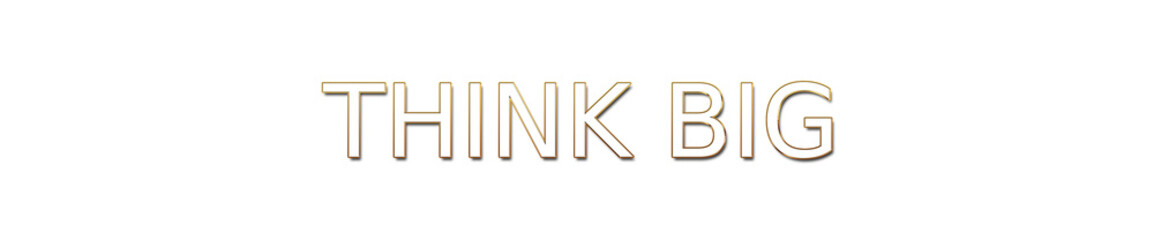 think big golden typography banner on transparent background