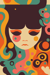 beautiful girl Psychedelic or hippie style backgrounds. Abstract vector poster