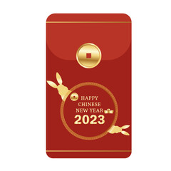 Happy Chinese new year 2023 Rabbit Zodiac sign, with gold paper cut art and craft style on color background for greeting card,poster