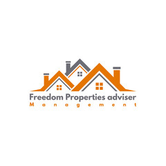 freedom properties adviser management logo, real estate, minimalist and business logo design in vector template. 