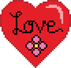 Obraz premium Pixel heart vector illustration. heart pixel art.