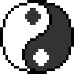 Obraz premium ying yang Pixel Art isolated on white Background vector pixel illustration. 